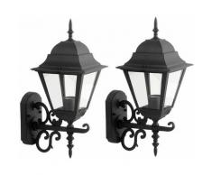 Set di 2 facciate applique da parete in vetro alluminio nero stile antico veranda lampade da
