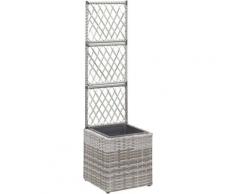 Vidaxl - Letto Rialzato a Traliccio 1 Vaso 30x30x107cm Polyrattan Grigio Grigio