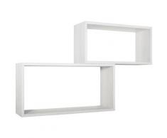 Set 2 mensole cubo rettangolare da parete scaffale moderno Bislungo | Bianco Shabby