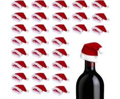 Copribottiglie di vino da 30 pezzi Mini cappello da Babbo Natale Decorazioni natalizie per la casa