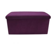 Mobili Rebecca Puff Panca Sgabello Imbottito Viola Cotone Salvaspazio 38x76x38