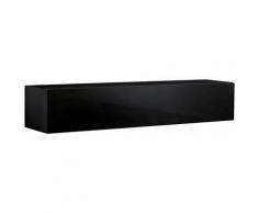 Letti E Mobili - Mobile TV 1 anta 3 scomparti – Nero Finitura lucida – 160 x 30 x 40cm – NORA H2