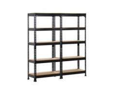 2 x Scaffali/Scaffalature Garage Magazzino Industriale in Metallo e Legno di MDF a 5 Ripiani