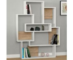 Libreria Design Moderna Scaffale 7 Ripiani 132x101x22cm Casa Ufficio Bianco Oak