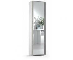 Mobile bianco con anta telaio a specchio e cornice cemento - bianco specchio cornice cemento