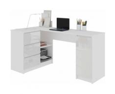 Hucoco - BALAUR | Scrivania moderna ad angolo per computer 155x85x77 cm | 3 cassetti lucidi +