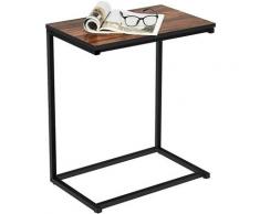 Tavolino Porta PC in Legno con Struttura Metallica, Tavolo da caffè per Soggiorno Studio Balcone