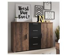 Comò moderno quercia scura e nero LISA GIHOME ®