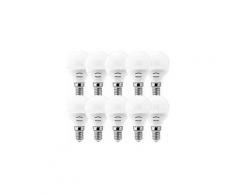 10 lampade led sfera p45 risparmio energetico lampadina e14 220-240v a+ pegaso luce k: 6000k luce