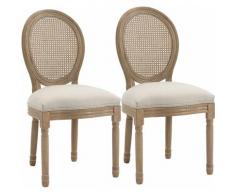 Homcom - Set 2 Sedie per Soggiorno in Stile Vintage con Schienale Traforato, in Legno e Tessuto,