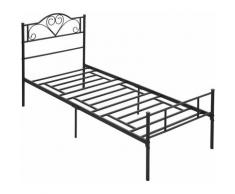 Struttura Letto Singolo in Acciaio con Doghe Integrate, Testiera e Pediera, 90x200cm - Homcom