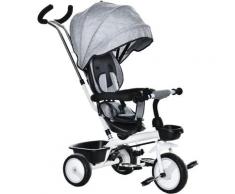 Triciclo per Bambini 2 in 1 Passeggino Reversibile con Maniglione, Tettuccio e Barra Rimovibili
