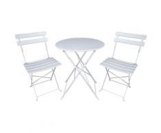 Set tavolo e sedie da giardino pieghevoli, set tavolo e sedie da esterno bianco mod. Positano