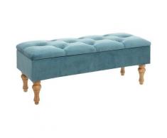 Panca in Velluto con Piedi in Legno 102x38x41cm Blu