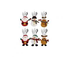 6 pezzi Portaposate per costume di Natale Decorazione per la tavola del pupazzo di neve di Babbo