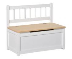 Cassapanca per Bambini 2 in 1 in Legno con Pistone per Chiusura Sicura, 60x30x50cm Bianco e Legno
