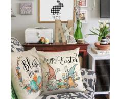 Fodera per cuscino di Pasqua 18x18 Set 2 pezzi Decorazioni di Pasqua per la casa Buona Pasqua Uovo