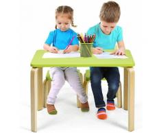 Costway - Set Mobili Tavolo e Sedie per Bambini, di Legno, Carini (Verde Chiaro)
