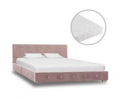 Vidaxl - Letto con Materasso in Velluto 120x200 cm Rosa Rosa