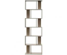 Rebecca Mobili Libreria Scaffale 6 Ripiani in Legno Tortora stile Moderno per soggiorno studio