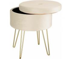 Tectake - Sgabello Ava - Pouf imbottito effetto velluto, sgabello, complemento di arredo - crema