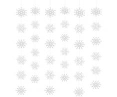 Fiocco di neve in carta perlata 3D Corda Ornamenti natalizi Decorazioni per la casa Ciondolo