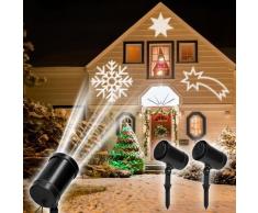 Proiettori decorativi natalizi a LED set 3 fari luci invernali giardino esterno