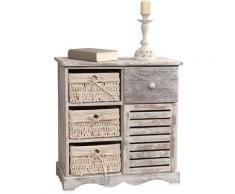 Cassettiera Armadio stile Shabby con 3 cestini beige con anta + cassetto highboard corridoio 63 cm