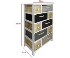 Rebecca Mobili Cassettiera 10 Cassetti Vimini Legno Bianco Moderna 88x56x32