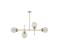 Lampada a Sospensione Whisper - Plafoniera - da Parete - Ottone, Trasparente in Metallo, Vetro, 98