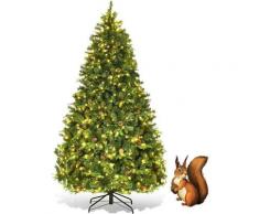 Albero di Natale Automatico Verde Luce Bianca Calda led pvc/pe Supporto in Metallo 210-240cm con