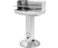 Barbecue a colonna, in acciaio inox, griglia a carbonella, con griglia regolabile in altezza