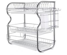 Scaffale da cucina, tre livelli, Scodella per ciotola a forma di B + portacoltelli + supporto per