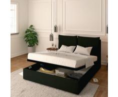 Letto con Contenitore Modello Licia in Ecopelle con Rete a Doghe colore Black - Baldiflex