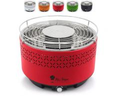 Mr Tuzza - Barbecue a carbonella bbq da tavolo senza fumo con ventola Galeras | Rosso