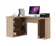 Scrivania Moderna, Scrivania Ufficio Angolare con 3 Cassetti 1 Anta 155x77x85 - Colore: Larice/Wenge