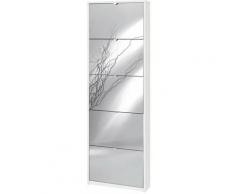 Kit scarpiera 5 ante a ribalta frontale con specchio h190 l63 p18 cm finitura bianco ossido Sarmog