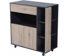 Mobiletto Ausiliario da Cucina Multiuso in Legno con Ruote, 80x39x86.5cm - Homcom