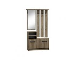VITTORIA - Mobile da ingresso moderno con 6 ganci + specchio + scarpiera 180x85x24 - Guardaroba