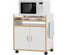 Carrello da Cucina Rotante, Carrello per Microonde con un Armadietto, con 3 Ripiani e