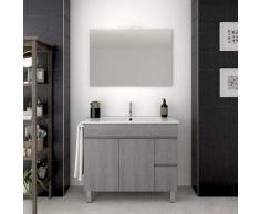 Mobile bagno grigio cenere temis con lavabo, specchio e portasciugamani 100CM