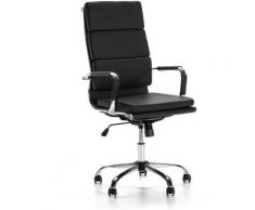 Sedia da Ufficio Morgan reclinabile Nero, Ecopelle, Sedia Executive con poggiatesta Imbottito,