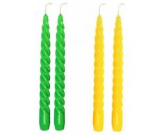 R&g - set 4 candele cera torciglione lunghe 24 cm colorate festività decorazioni casa