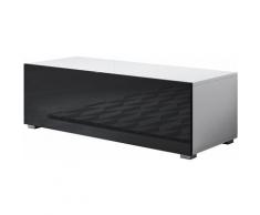 Mobile TV con piedini 1 anta 2 scomparti – Bianco e Nero Finitura Lucida – 100 x 32 x 40cm – LUKE