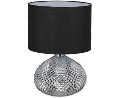 Relaxdays Lampada da Comodino, Lampada da Lettura Moderna, Paralume, Elegante, Base in Argento,