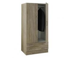 Armadio 2 ante con 2 cassetti cm 80x52x170h rovere sonoma super offerta