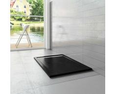 Piatto Doccia Rettangolare 70x90x3cm in Pietra Vulcanica e Resina Mista finitura Pietra Nera Ruvida