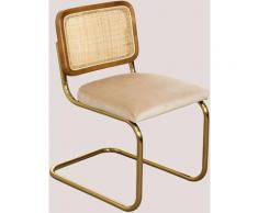 Sklum - Sedia da pranzo Tento Gold Vintage Legno d'olmo - Rattan Caramello