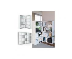 Libreria Moderna Scaffale Divisorio Angolare Studio Ufficio Con 8 Ripiani Bianco