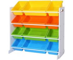 Songmics - Scaffale per Giocattoli Mobiletto Multi-Ripiano per Bambini con 12 Scatole in Plastica